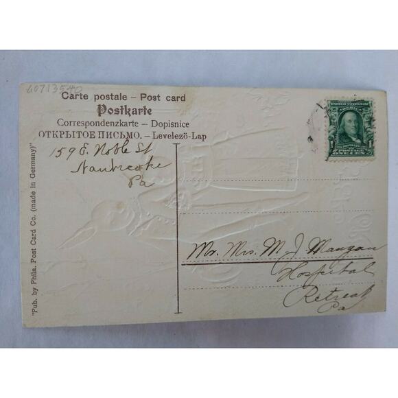 Easter Postcard Humanized Dressed Anthropomorphic Bunnies Rabbits Fantasy Forest - Picture 3 of 4